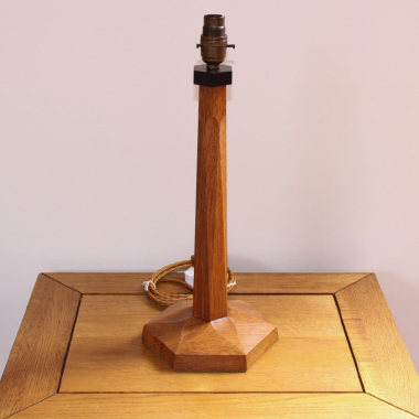 Stanley Webb Davies, 14” Oak Arts and Crafts Table Lamp