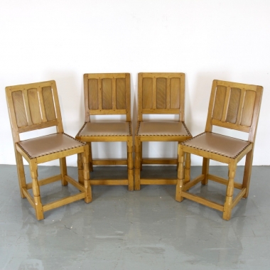 Brian Haw, ex ‘Mouseman’ Set of 4 Oak Dining Chairs