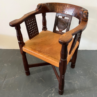 Robert Mouseman Thompson Oak Monks Chair 1937