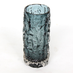 Whitefriars, Pewter Cylindrical Bark Glass Vase, 9690