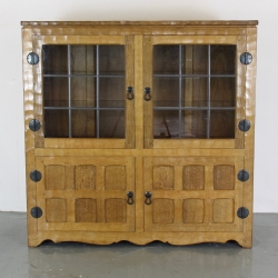 Sid Pollard, ex Mouseman Glazed Oak Display Cabinet /Cupboard