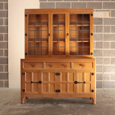 Malcolm Pipes ‘Foxman’ Oak 5’ Glazed Display Dresser
