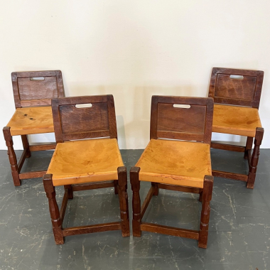 Robert Mouseman Thompson Set of 4 1930s Dining Chairs