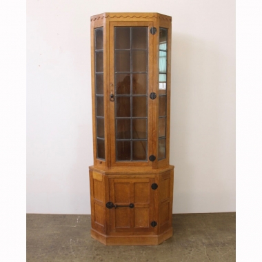 Foxman Malcolm Pipes Glazed Oak Corner Display Cabinet