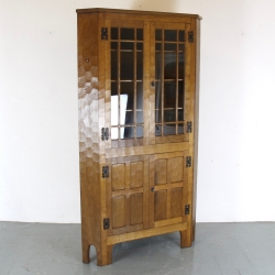 ‘Acornman’ Alan Grainger, Glazed Oak Corner Display Cabinet