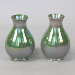 William Moorcroft, Pair of Green Lustre Vases for Liberty and Co