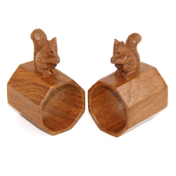 ‘Squirrelman’ Wilf Hutchinson Pair of Oak Napkin Rings