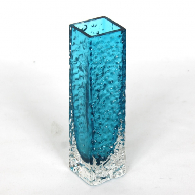 Whitefriars, Kingfisher Blue 6 3/4” Textured Nail Head Vase,9683