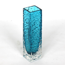 Whitefriars, Kingfisher Blue 6 3/4” Textured Nail Head Vase,9683