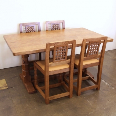 Mouseman Robert Thompson Dining Table and Chair Set