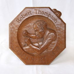 ‘Mouseman’ Robert Thompson, 10&quot; Oak  1976 Centenary Plaque
