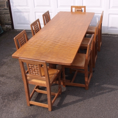 Robert ‘Mouseman’ Thompson 8’ Dining Table and 8 Chairs