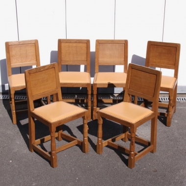 ‘Mouseman’ Robert Thompson, Set of 6 Dining Chairs