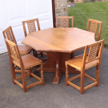 Sid Pollard Octagonal  Oak Dining Table and 6 Chairs