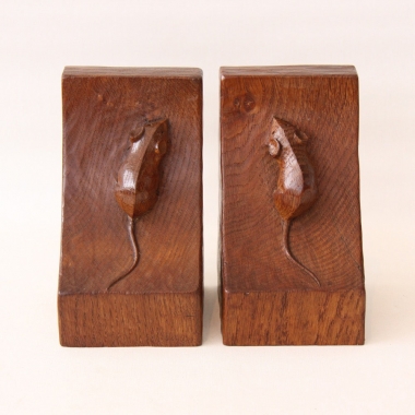 Robert Thompson ‘Mouseman’ Pair of Vintage Oak Bookends