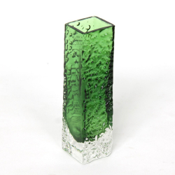 Whitefriars, Meadow Green 6 3/4” Textured Nail Head Vase, 9683