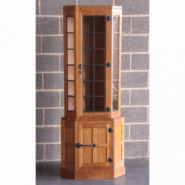 Robert Thompson ‘Mouseman’ Oak Glazed Corner Display Cabinet