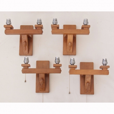 Colin Almack ‘Beaverman’ Oak Set of Double Wall Lights