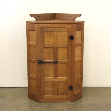 Robert ‘Mouseman’ Thompson Adzed Oak Corner Cabinet