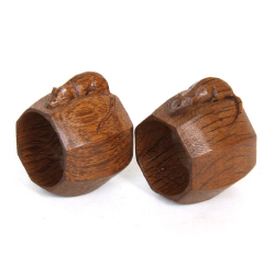 Robert ‘Mouseman’ Thompson, pair of 1 3/4&quot; Earlier Oak Napkin Rings