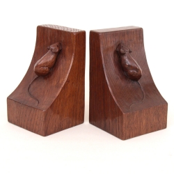 Robert ‘Mouseman’ Thompson Vintage Oak Bookends