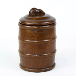 Robert ‘Mouseman’ Thompson, Rare Early Oak Barrel Jar and Lid