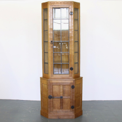 Robert ‘Mouseman’ Thompson, Glazed Oak Corner Display Cabinet