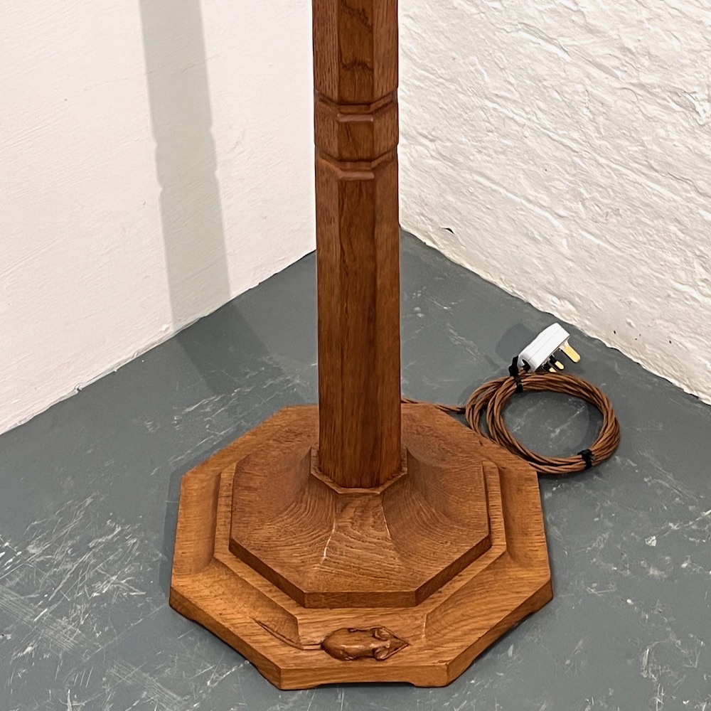 robert mouseman thompson oak standard lamp