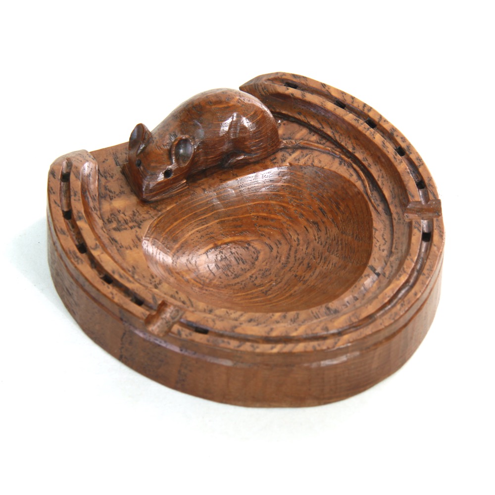 robert-thompson mouseman oak horseshoe ashtray / pin dish
