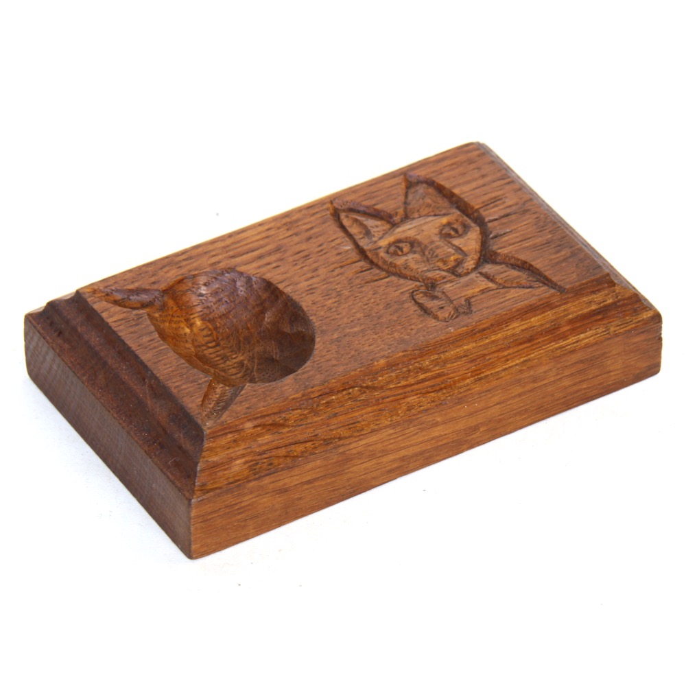 lyndon hammill cat and mouseman oak ashtray