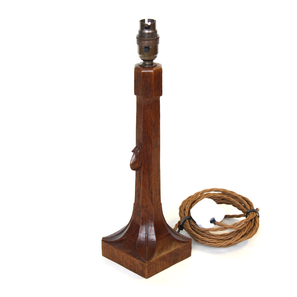 robert mouseman thompson oak table lamp