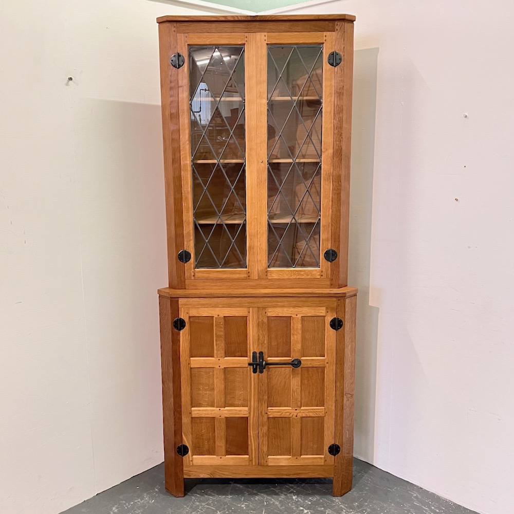 eagleman albert jeffray glazed oak corner display cupboard