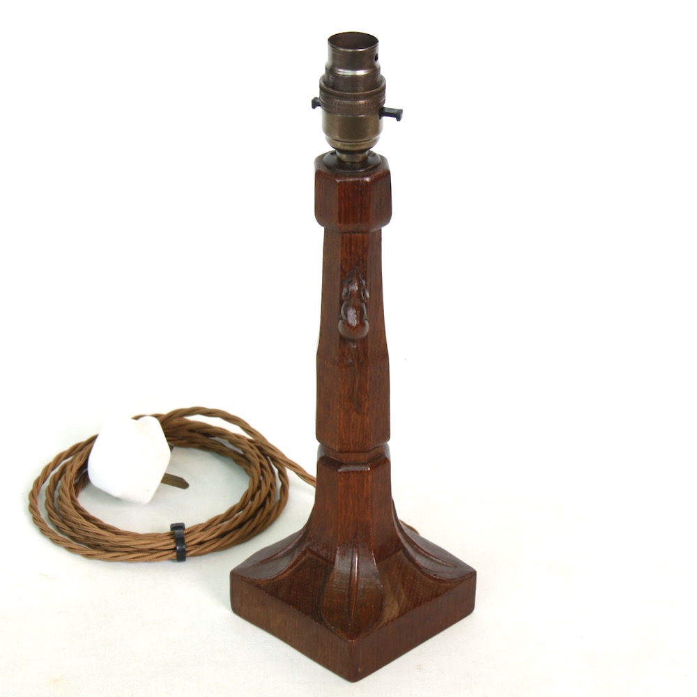 robert mouseman thompson oak table lamp