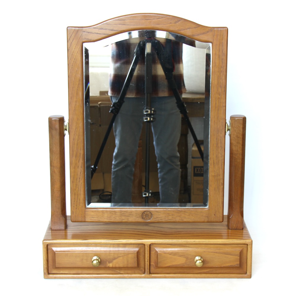 phil cartwheelman langstaff oak mirror stand with drawers