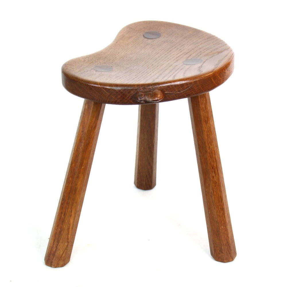 robert mouseman thompson oak calf stool